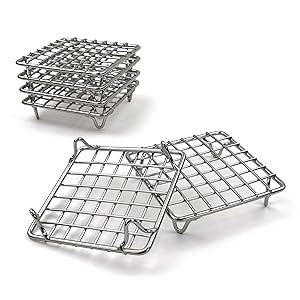 2lbDepot 4" Cooling Baking Rack, Set of 6 Stainless Steel Wire Racks for Baking Cookies Cakes - Metal Trivet Stand for Cooking with Pots, Pans, Hot Dishes