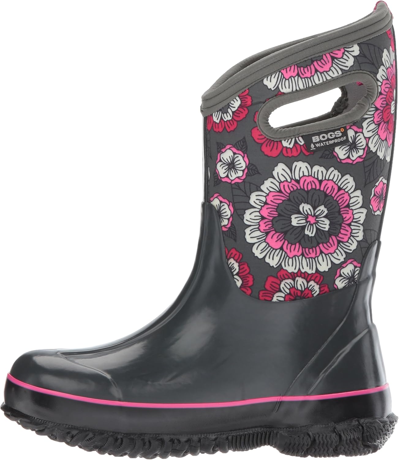  | BOGS Kid's Classic High Waterproof Insulated Rubber Neoprene Rain Boot Snow, Pansies Print/Dark Gray/Multi, 6 M US Big Kid | Snow Boots
