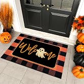 2 Pcs Halloween Door Mat Combo Set Ghost Welcome Doormat + 28