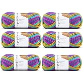 Loops &amp; Threads Charisma Yarn - Multicolor Yarn for Knitting, Crochet, Weaving, Arts &amp; Crafts - Passion, Bulk 6 Pack