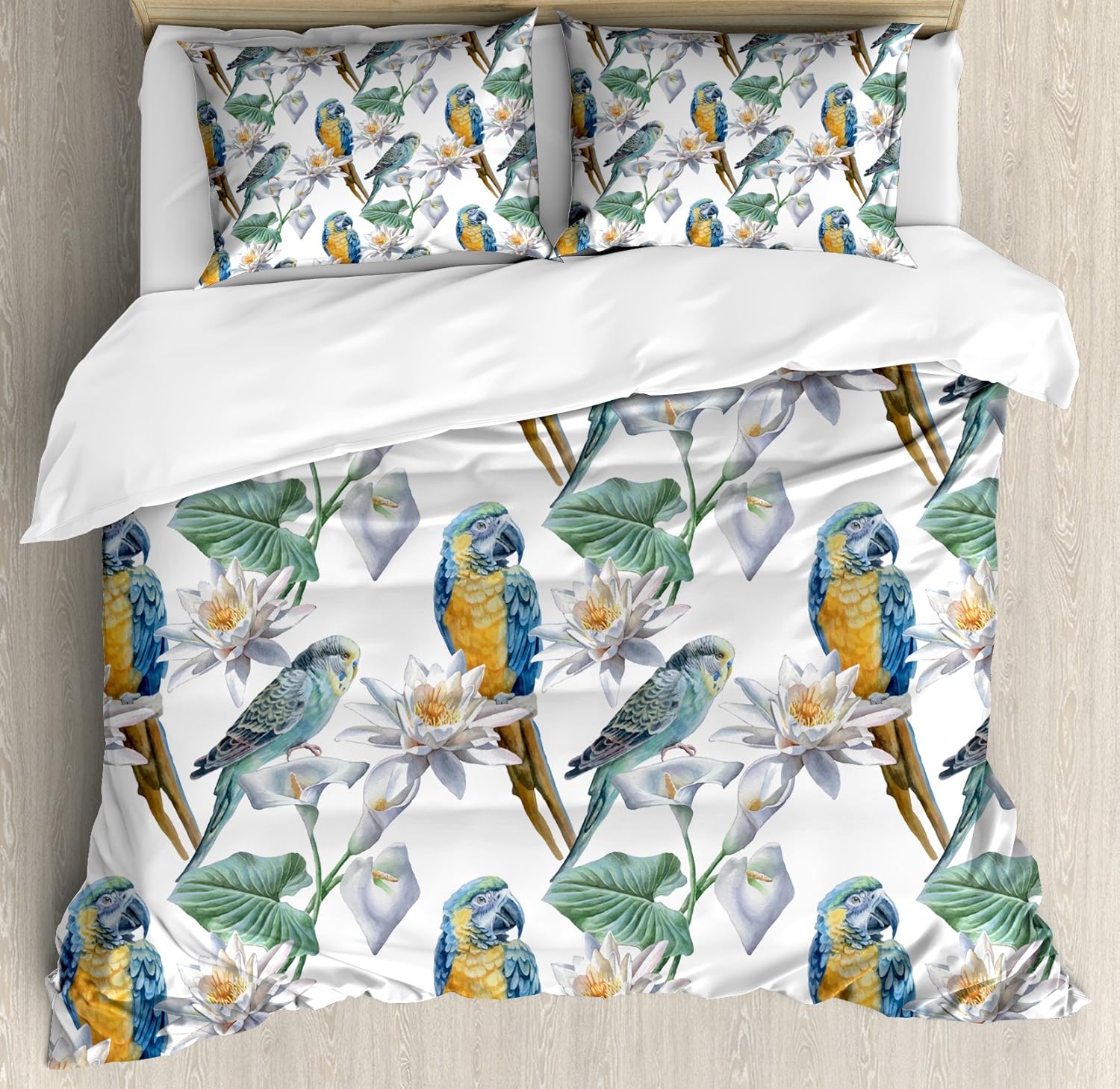 Best Realistic Tropical Parrot Sculpture Metal Ring Hanging Bird Garden Statue New