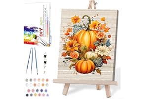 MIRCVSH Fall Paint by Numbers for Adults with Framed Canvas-with Wooden Easel,Paint by Numbers Kits Framed Canvas,DIY Acrylic Oil Painting Kits with Brushes Nice Gift Box for Home Wall Decor(12x16 Inch)