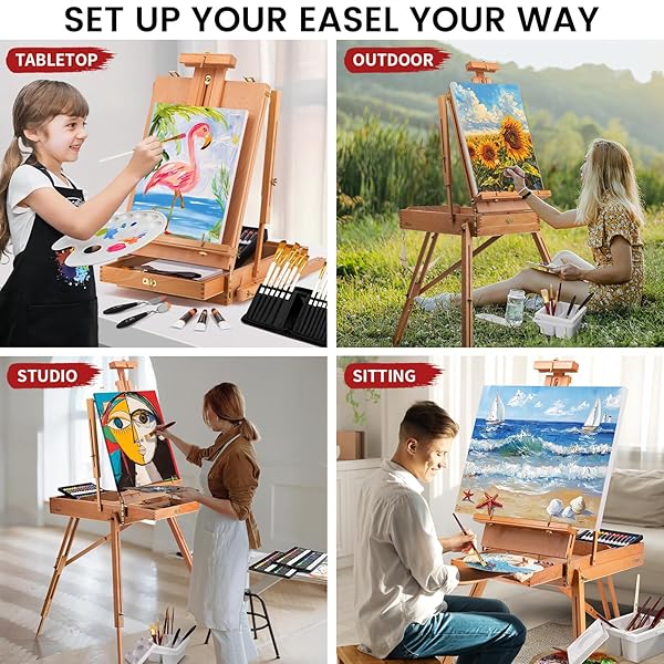 188PCS ALL-IN-ONE ART PAINTING KIT WITH FRENCH EASEL, 96 ACRYLIC, WATERCOLOR & OIL PAINT SET, COMPLETE ART SUPPLIES PAINTING SET FOR ADULTS, ARTISTS, BEGINNERS