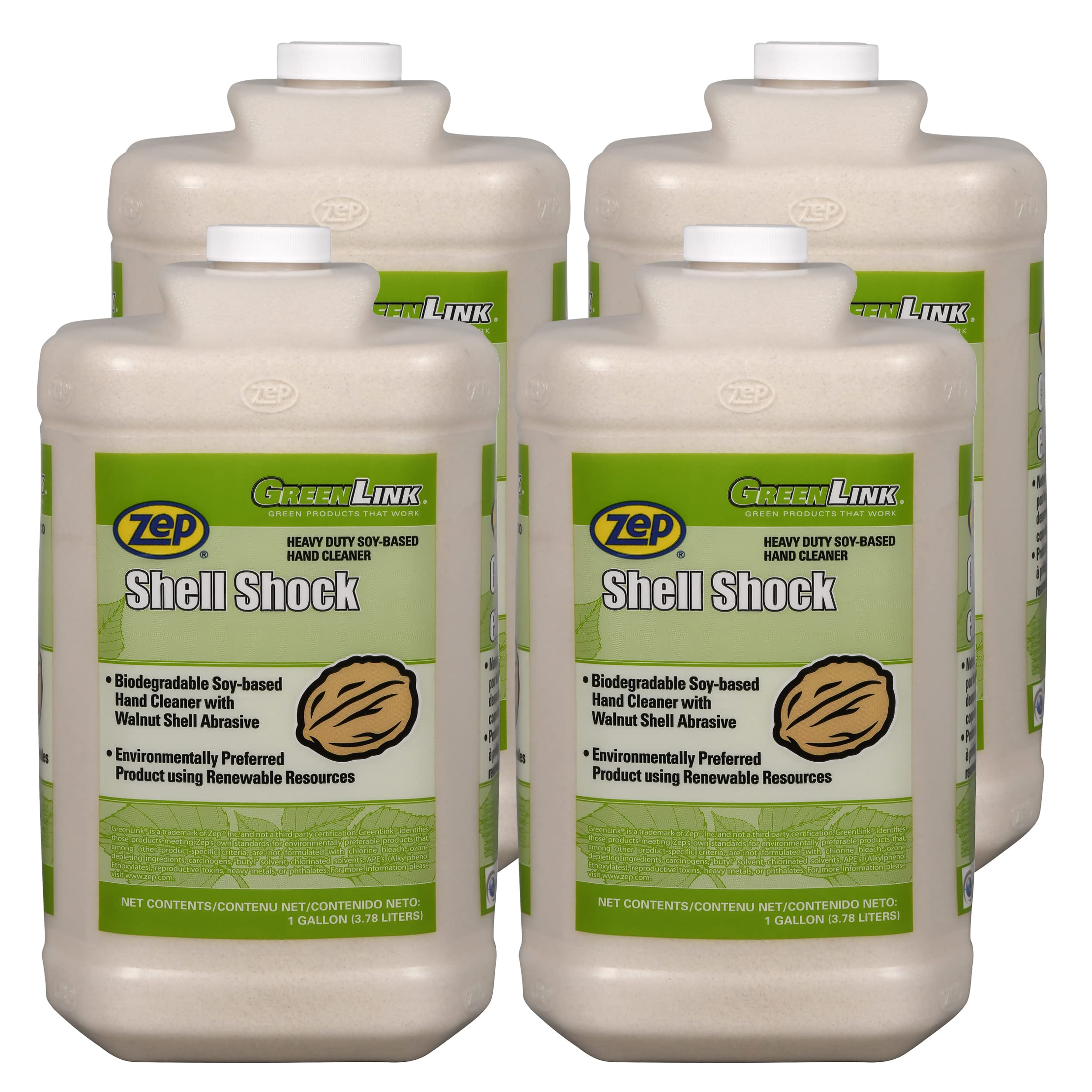 Zep Shell Shock Industrial Hand Cleaner - 1 Gallon (Case of 4) - 318524 - Made With Biodegradable Soy and Walnut-Based Formula For An Exceptional Clean