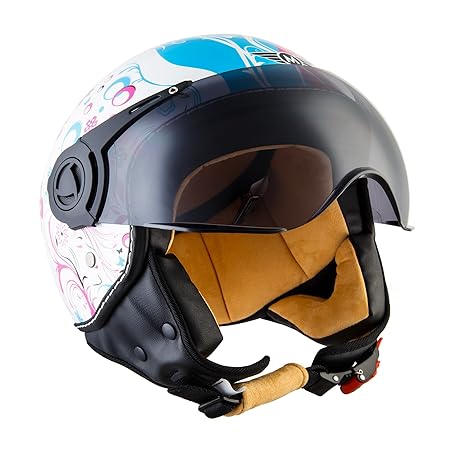 Moto Helmets® H44 „Flower“ · Jet-Helm · Motorrad-Helm Roller-Helm Scooter-Helm Bobber Mofa-Helm Chopper Retro Cruiser Vintage
