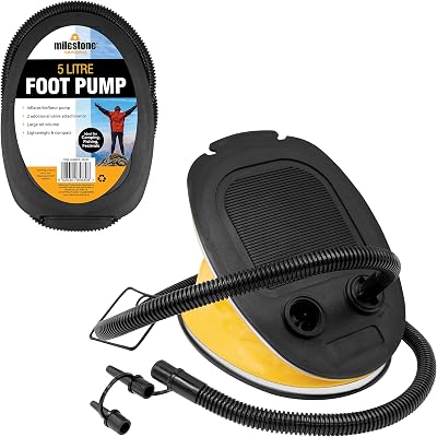 Milestone Camping 5-Litre Foot Operated Air Pump with 2 Nozzles - Light &