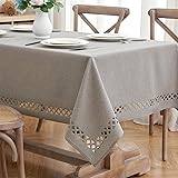 MIULEE Taupe Polyester Linen Rectangle Tablecloth