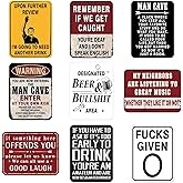 WERNNSAI Vintage Men Wall Art Decoration - Funny Warning Signs Unframed Prints Man Cave Signs Decor Retro Posters for Men Liv