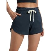 CRZ YOGA Cloud Jersey Dolphin Sweat Shorts 3" | High Waisted, Comfy Brushed Knit, Casual, Pockets, for Women