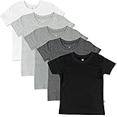 HonestBaby Unisex-Baby 5-Pack Short Sleeve T-Shirts 100% Organic Cotton Baby, Toddler, Little Kid, Boy, Girl, Unisex