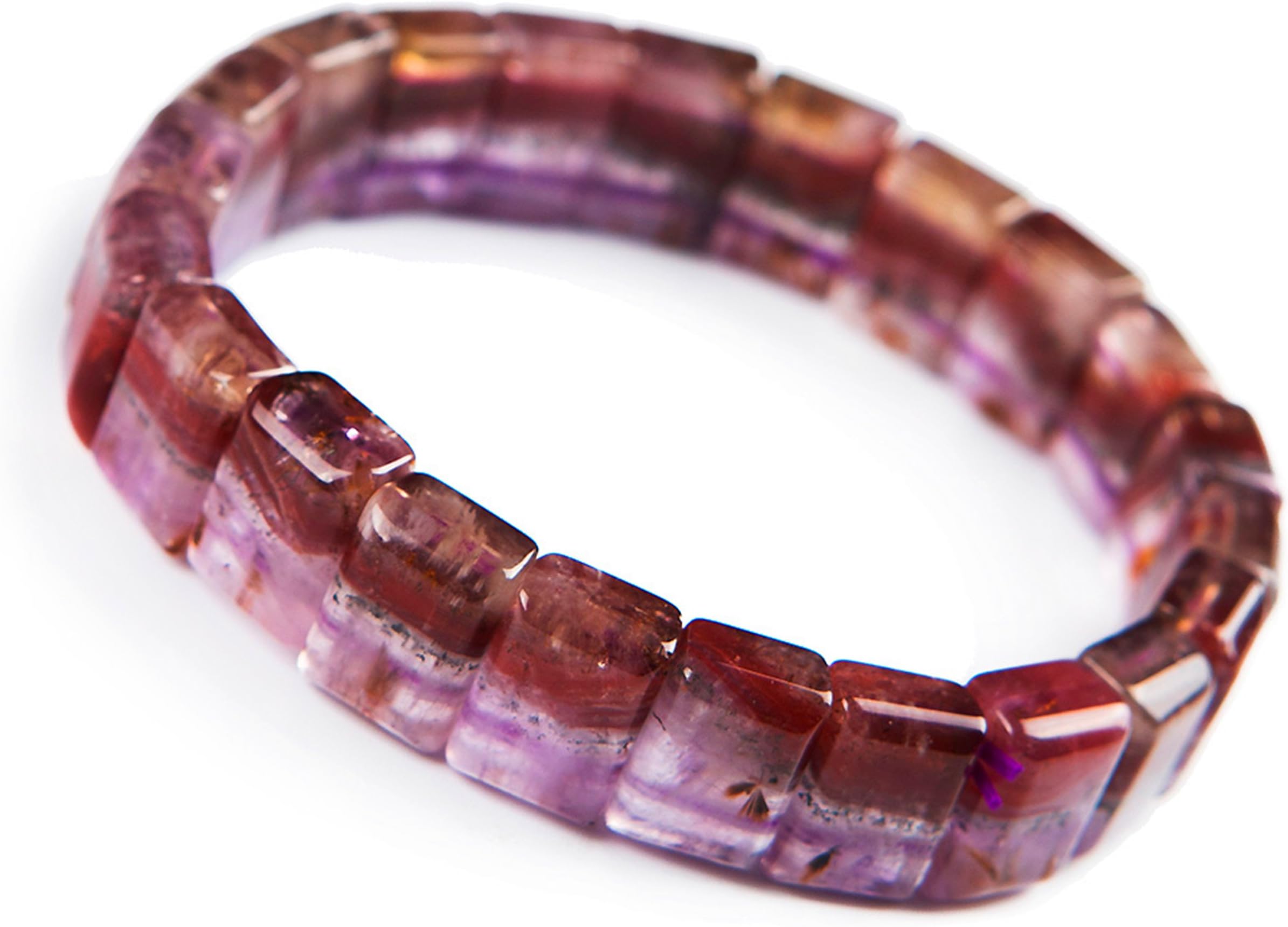 Genuine Natural Auralite 23 Cacoxenite Gemstone Crystal Bead Bangle Bracelet