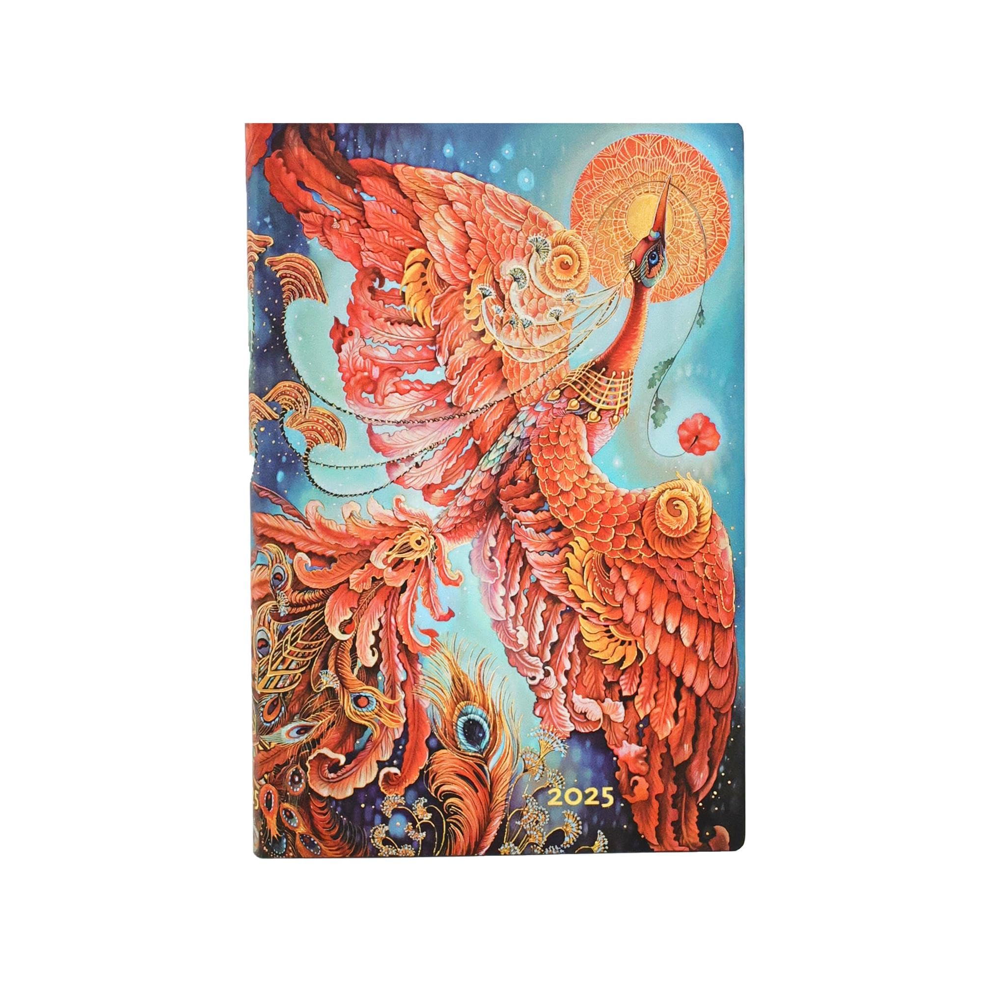 Kalendarz Paperblanks 2025 Skybird Mini tygodniowy HOR Flexi: tydzień na dwóch stronach, zamykany na gumkę, Papier 100 GSM