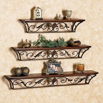 Beyond Collection Beautiful Wooden Iron Wall Shelves (45. 7 x 12. 7 x 7. 6 cm, Black)