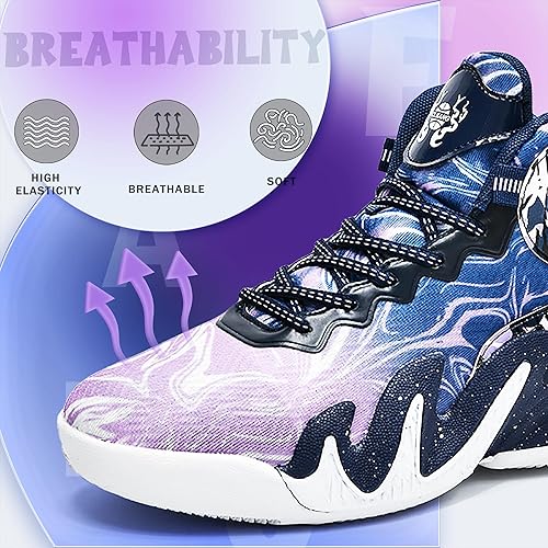 CJSPORX Unisex's Basketball Shoes Breathable Men Non Slip Outdoor Fashion  Women Sneakers Navy Size