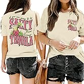 Pairxily Funny Tequila Shirts for Women Cinco De Mayo Shirt Margarita Drinking Salty Graphic Tees Casual Short Sleeve Tops