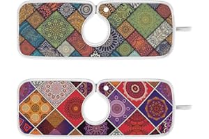 QWTHUM Sink Faucet Absorbing Mat Kitchen Sink Splash Guard Splash Faucet Drip Catcher for RV Bathroom 2PCS 14.9x5.5in Ethnic Totem