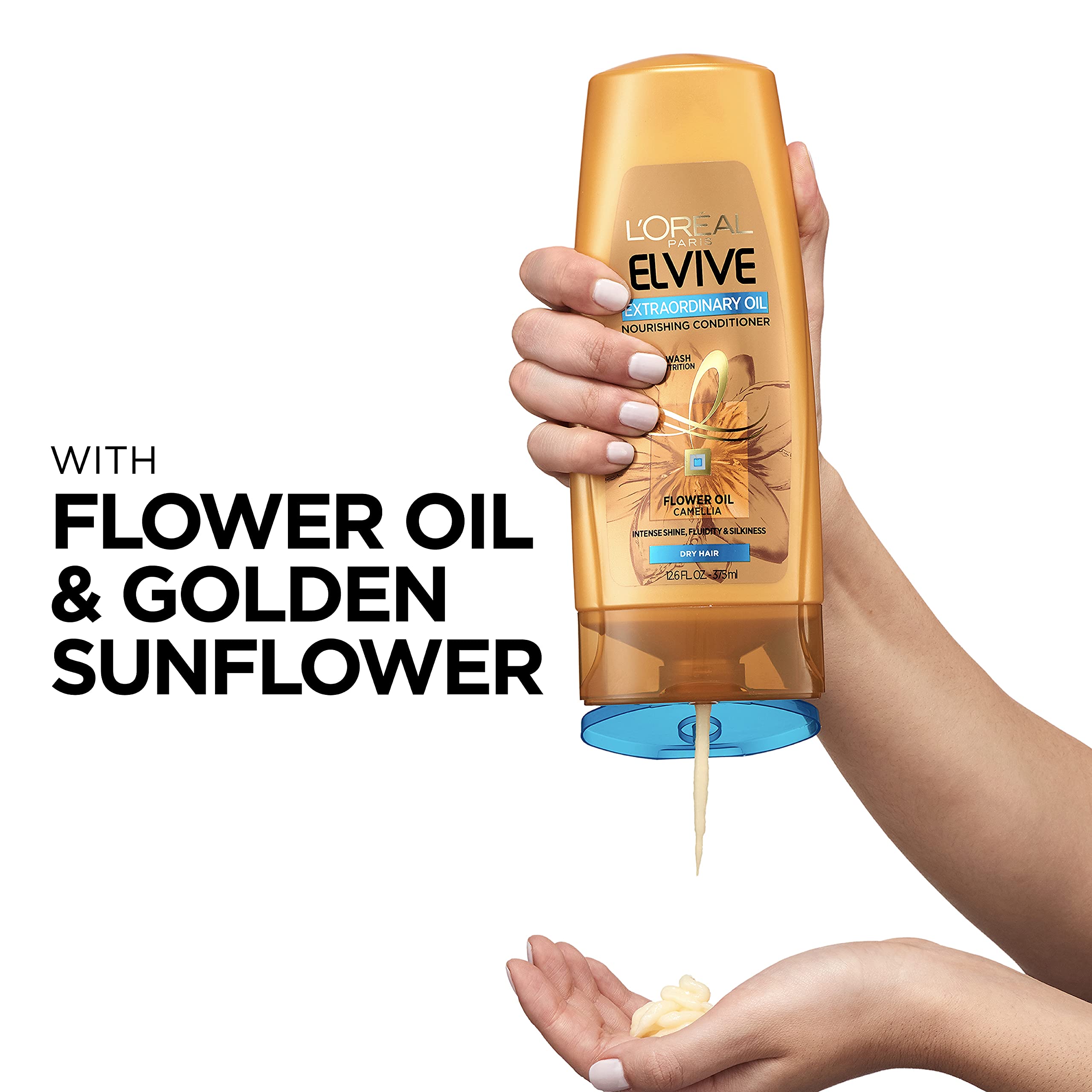 L’Oréal Paris Elvive Extraordinary Oil Nourishing Conditioner, for Dry or Dull Hair, Conditioner with Camellia Flower Oils, for Intense Hydration, Shine, and Silkiness, 28 Fl; Oz