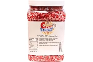 SARAH'S CANDY FACTORY Crushed Peppermint Candy Pieces, Red & White, Mint Flavored Bits for Baking, Toppings, Decorating, and Holiday Treats, 4 Lbs in Reusable Jar