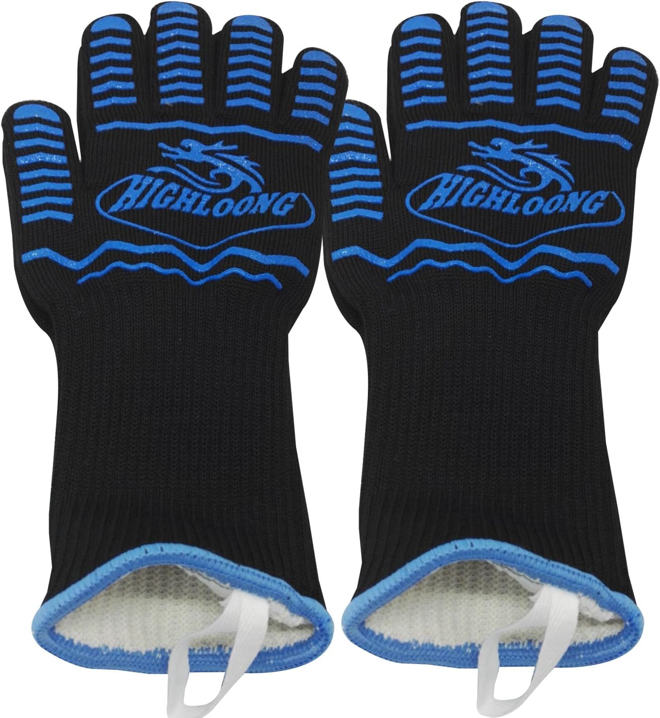 932°F Extreme Heat Resistant BBQ Oven Safety Gloves - EN407 Certified, Thick but Light Weight for Kitchen Potholder and Outdoors-1 Pair (2 Pieces Set) (Black Long Cuff): Home & Kitchen