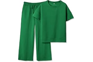 SeeLuNa Women's 2 Piece Outfits Textured Sweatsuit 3/4 Batwing Sleeve Crew Neck Pullover Top Wide Leg Pant Tracksuit Set