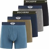 DOCKERS Mens Boxer Briefs Breathable Cotton Underwear for Men Pack of 5