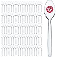 Prestee 300 Clear Plastic Spoons Bulk - Heavy Duty Disposable Spoon Cutlery - Silverware Flatware Pack - Plastic Utensil Set 