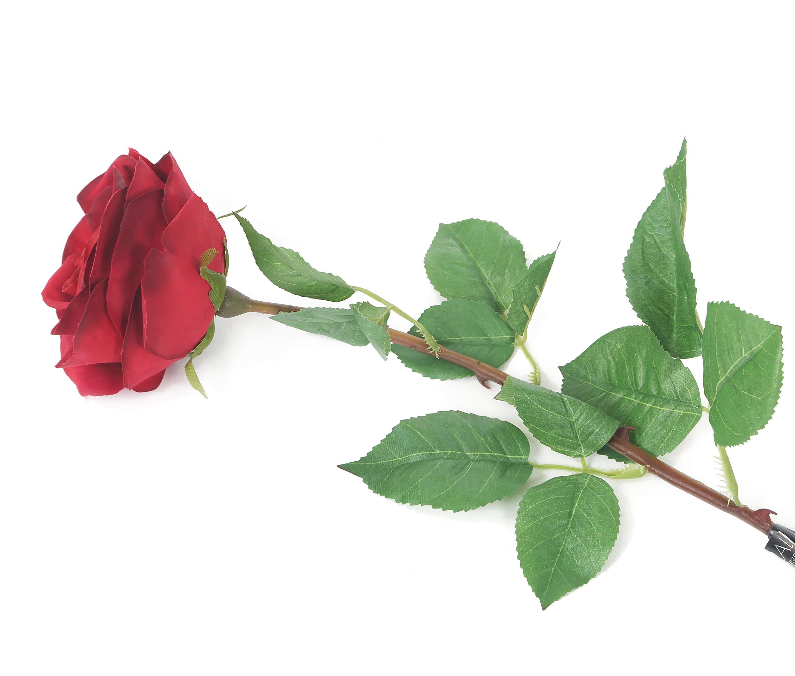 Floral Elegance Artificial 72cm Single Stem Fully Open Deep Red Rose Flowers x 6
