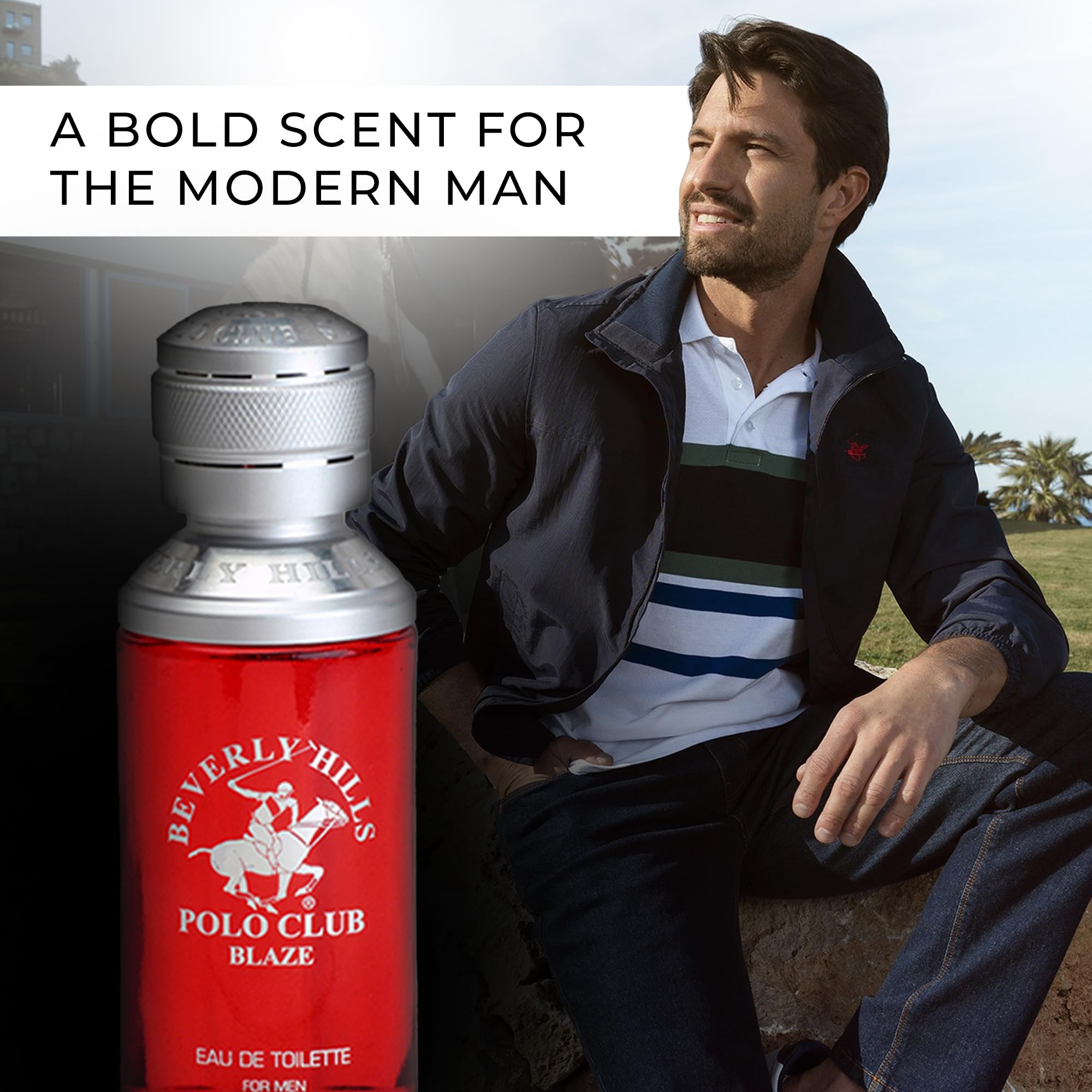 Beverly Hills Polo Club BLAZE - Cologne for Men with Notes of Cedar & Basil - Fresh & Classy Fragrance Scent - Eau De Toilette Spray 3.40fl.oz / 100ml