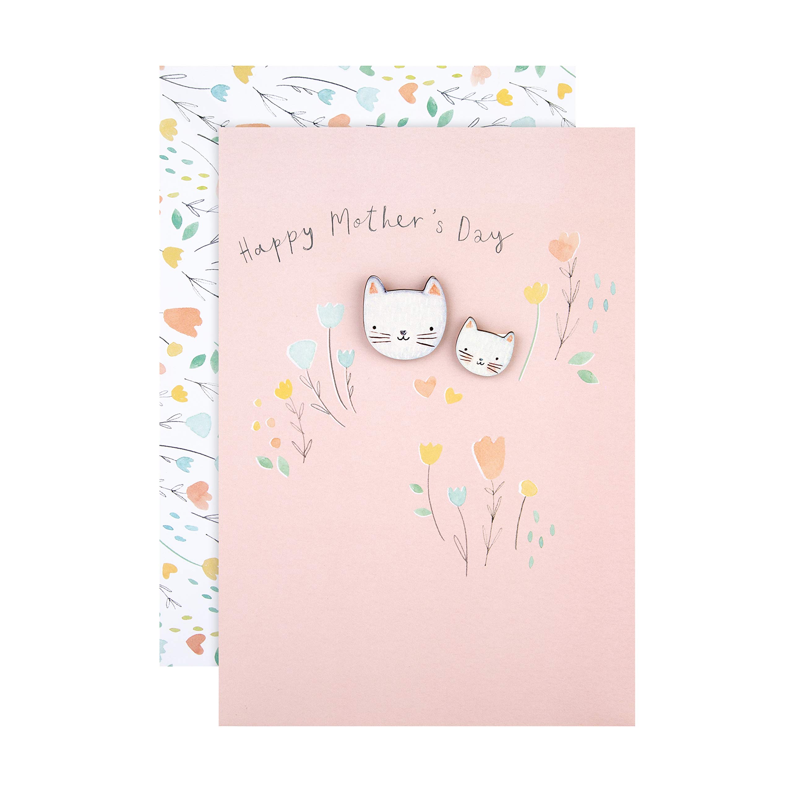 Hallmark Mothers Day Card for Mum, With Cute Removable Cat Badges, Keepsake Gift, From Daughter, Pink, White