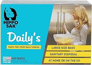 Hippo Sak Daily's Storage and Disposal Bags Refill (450 Count), Clear Bags