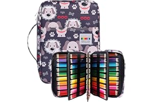 BOMKEE Coloring Pencil Case 220 Slots Pencils/Gel Pens Organizer Waterproof Travel Case Zipper Carrying Portable Pencil Markers Pen Holder Bag for Painter Writers