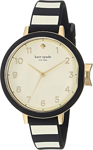 Amazon Com Kate Spade New York Women S Park Row Quartz Metal And Silicone Watch Color Black Gold Stripes Model Ksw1313 Watches
