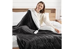 MOLATINK Heated Throw Heating Blanket 50''X60'' - Electric Throw Soft Plush Sherpa with 5 Heating Level & 4 Hour Auto Off, ETL Certified & Overheat Protection, Warm Gifts for Grandma(Charcoal Grey)