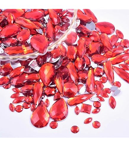 OEMOO 500-Piece Mixed Shape Acrylic Rhinestones With Sewing Holes - Crystal AB Finish For DIY Clothing, Shoes, Bag Decor