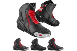 Hive Moto Motorcycle Leather Shoes for Men Anti-Slip Protective Boots with Ankle Support CE Approved Non-Slip Rubber Sole