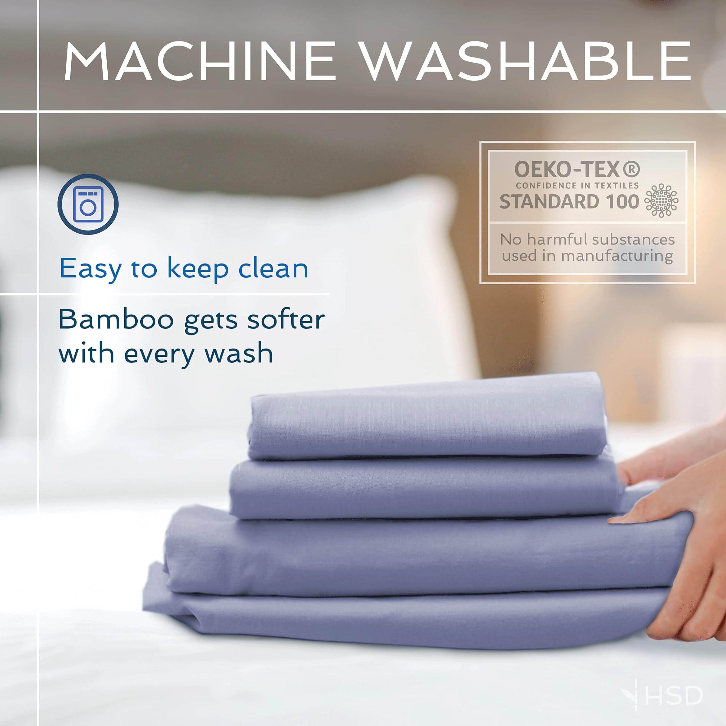 100% Bamboo Bed Sheet Set Queen HSD_BMB_QUEEN_DARK_GRAY_JPN