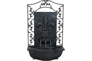 Sunnydaze 33" Outdoor Wall Water Fountain with Pump - Lead - French Lily - Electric