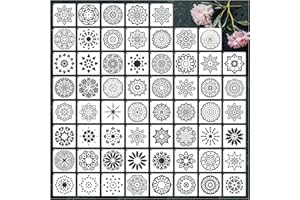 YHSLMH Mandala Stencils for Dot Painting 3 Inch Tiny Small Mandala Stencil Patterns Reusable Rangoli Art Paint Stencils for Adults Kids Crafts on Fabric Rock Acrylic Furniture (60 Mandala)