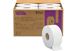 Cascades PRO Select Jumbo Roll Premium Bath Tissue 2-Ply - Suitable for universal dispensers -Toilet Paper is Septic Tank Safe, Certified, Recycled - 1000' length/Roll, 12 Rolls/Box - B140 - White