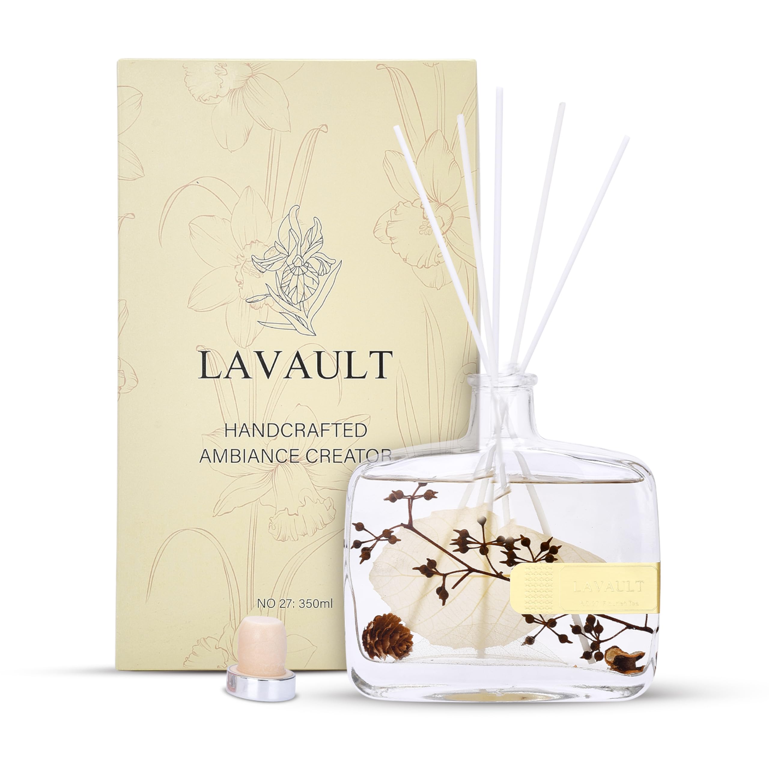 Reusable Reed Diffuser Lavault Reed Diffusers for Home - Greenwhite Ornaments - 100% Natural ...