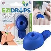 EziDrops Eye Drop Guide, Nozzle Head Bottles, No Blink Reflex, for All Ages | Eye Drop Helper for Easy Eye Drops Application, Precise Eye Drop Applicator, Reusable Eyedropper Tool (Dark Blue)
