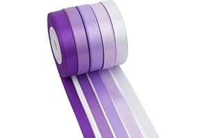 MAYREEL 3/8 Inch Purple Satin Ribbon for Gift Wrapping Wedding Bridal Shower Crafts 5 Rolls 10 Yards Each Color Total 50 Yards