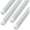 SHOPLED 8FT 72W 9360LM 6000K Cool White High Output Linkable T8 Tube Fixtures, V-Shaped, 8 Foot Lights for Garage, Warehouse, 4 Pack