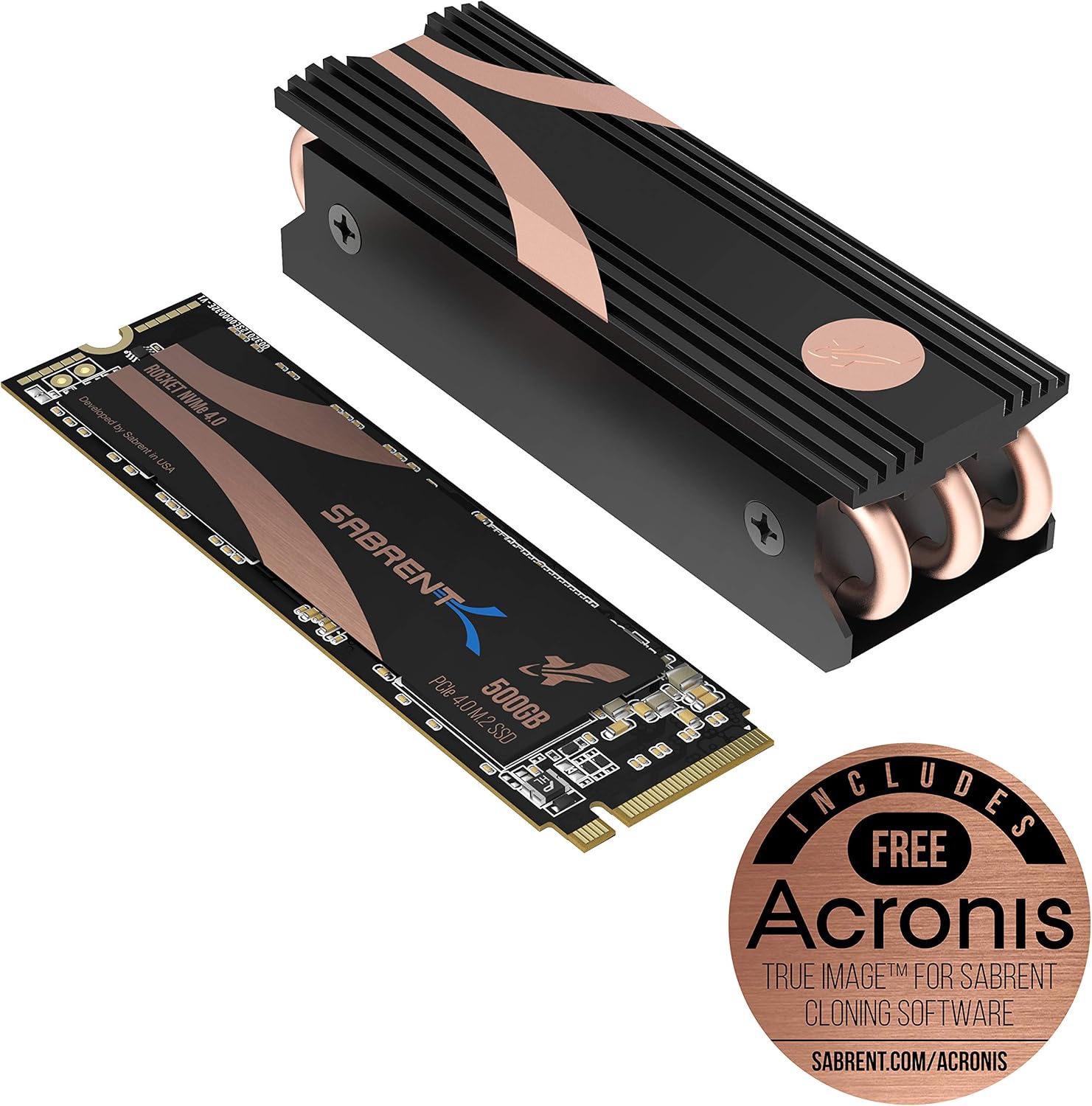 Sabrent 500GB Rocket Nvme PCIe 4.0 M.2 2280 Internal SSD Maximum Performance Solid State Drive with Heatsink (SB-ROCKET-NVMe4-HTSK-500)