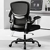 BESTFAIR Office Chair Ergonomic Desk Chair, Breathable Mesh Comfy Chair with Lumbar Support, Computer Chair, Home Desk Chair with Flip-up Armrests, Gaming Chair for Adults Home Office (Black)