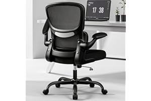 BESTFAIR Home Office Desk Chair, Ergonomic Office Chair with Lumbar Support and Adjustable Armrests, Office Chair, Breathable Mesh Mid Back Computer Chair, Modern Comfy Desk Chair