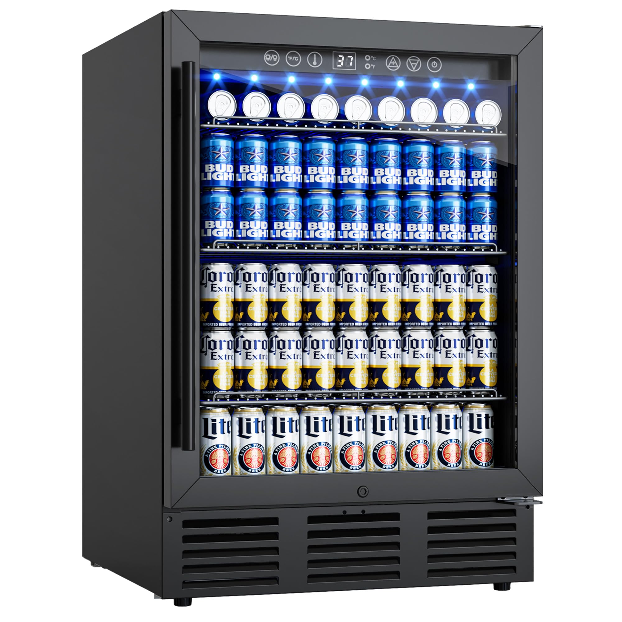 Photo 1 of *****************SEE NOTES BEFORE BID*************
ICEVIVAL 24 Inch Beverage Refrigerator, 180 Cans Under Counter Beverage Fridge with Glass Door, LED Light, Built-in or Freestanding Beer Fridge for Soda, Water, Wine - Home, Bar or Office