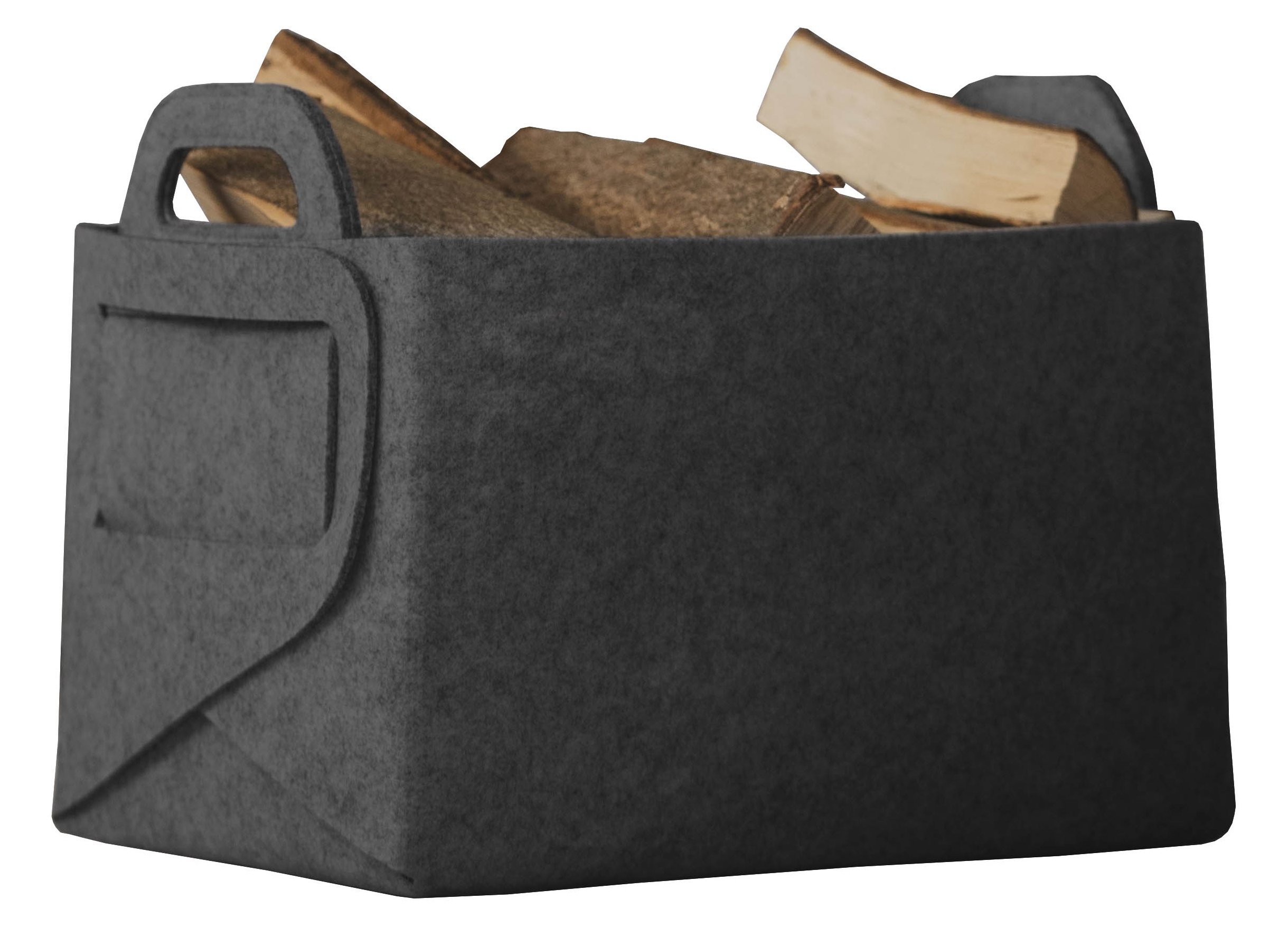 Rubberneck Felt Storage Utility Basket with Two Handles, Square, Dimensions: 36 x 25 x 23 cm (Anthracite)