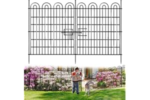 AVELOTUUG 15 Panels Tall Garden Animal Barrier Fence with Gate, 33 in(H) X 36.8 ft(L) No Dig Decorative Garden Fence Outdoor for Yard, Heavy Duty Rustproof Metal Edging Border for Dog, Rabbits