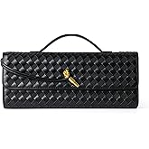 Joryin Woven Purse for Women Evening Clutch Woven Leather & Suede Handbags Crossbody Bag Suede Purse Formal Evening Bag